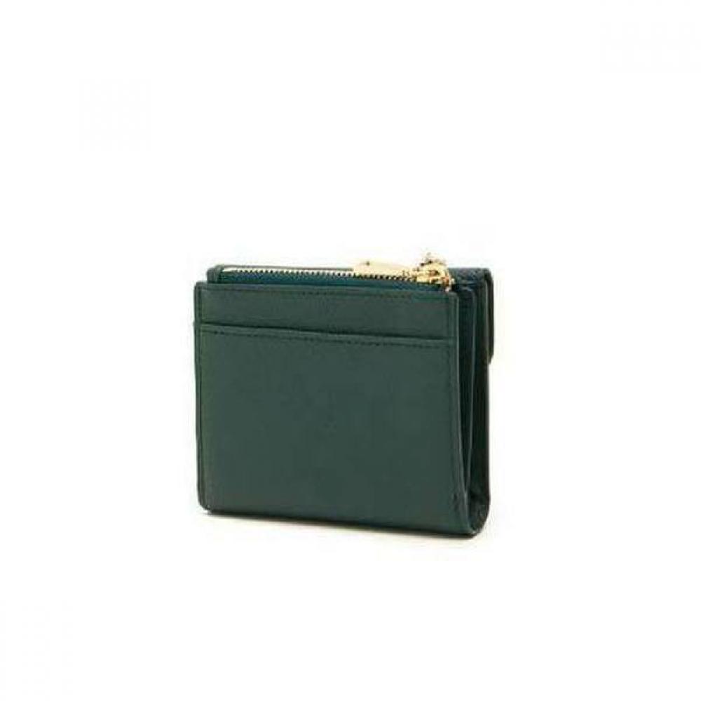 Daks Green Leather Check Flower Decoration Wallet Dcwa2f307e2