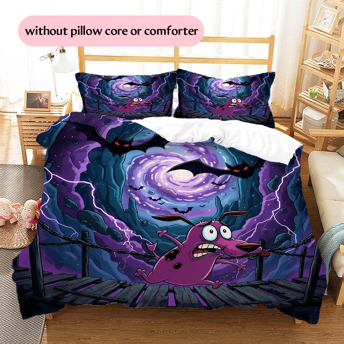 

Courage the Cowardly Dog Pattern Bedding Quilt Set Home Decoration Gift (1 * duvet cover + 2 * pillowcase without core) 135x200cm