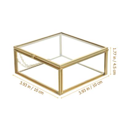 Glas Schmuckhalter Legierung Gehäuse Klare Anzeige Schmuckorganisator Retro Stil Schmuckschatulle für den Heimgebrauch Schmuckschatulle mit Deckel