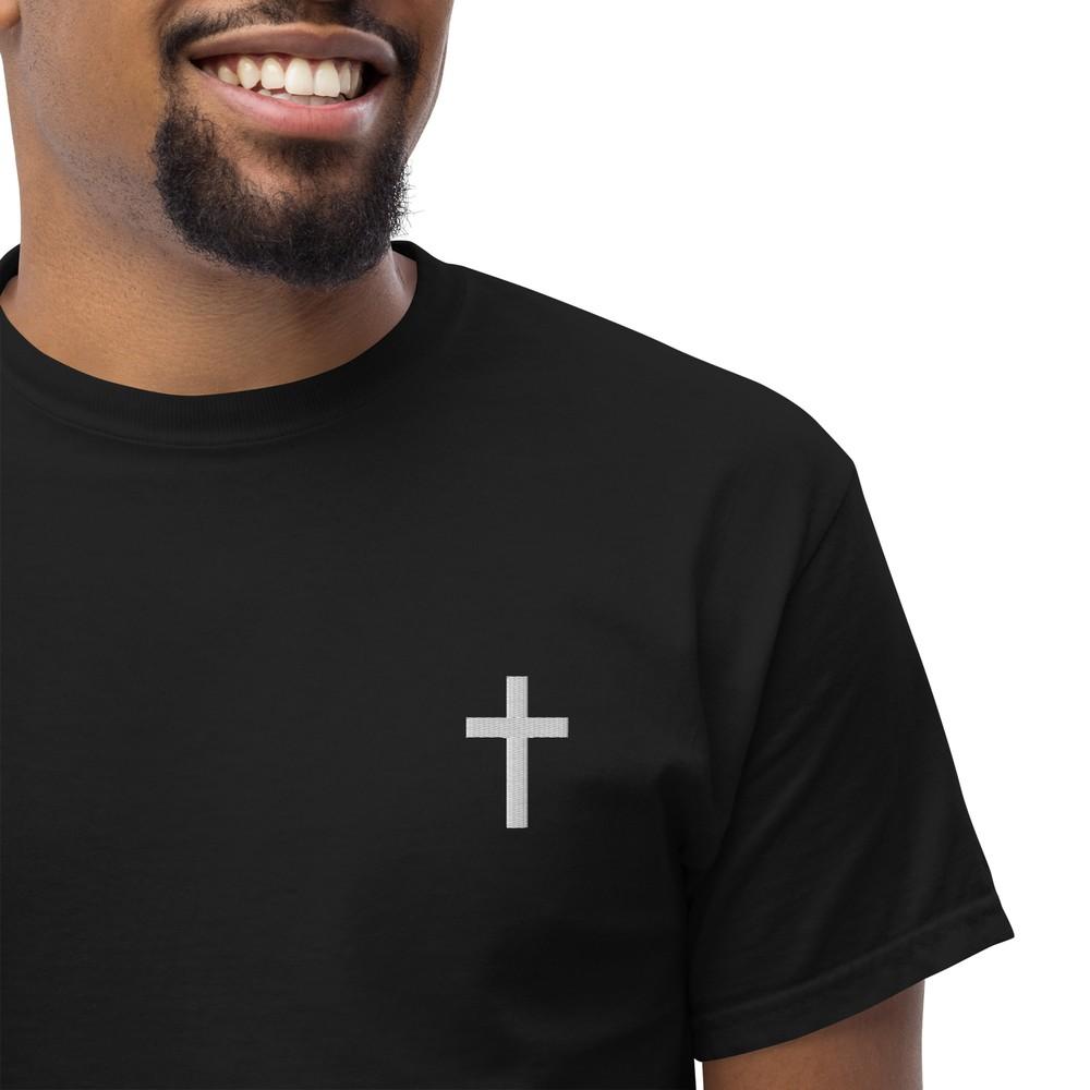 Christian EMBROIDERED Cross Jesus God Faith Christianity Bible Church Unisex Tee