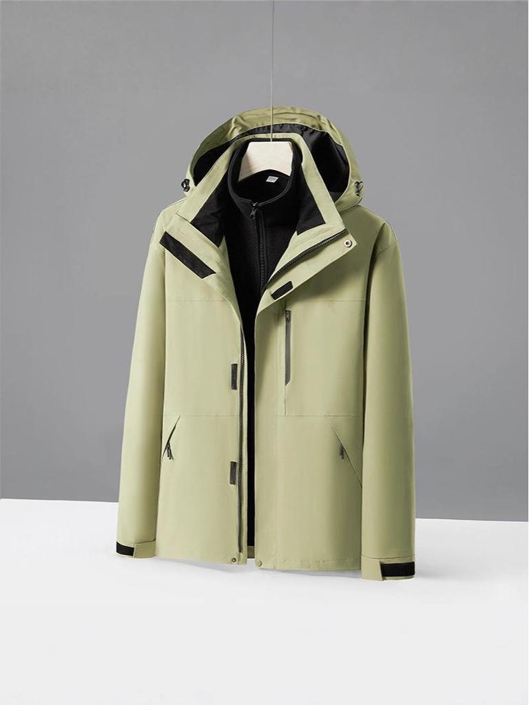Men's & Women's Three-in-One Hooded Outdoor Jacket - Autumn/Winter Color Block Coat