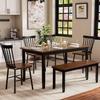 Solid Wood 6 Pcs Dining Table Set, Modern 58"/W Kitchen Table Set for 6 with 4 s and 1 Bench, Kitchen and Dining Room Sets for