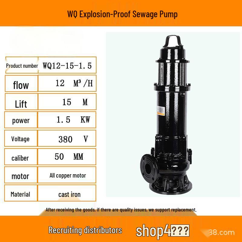 WQ High Flow Explosion-Proof Submersible Sludge Pump for Basements