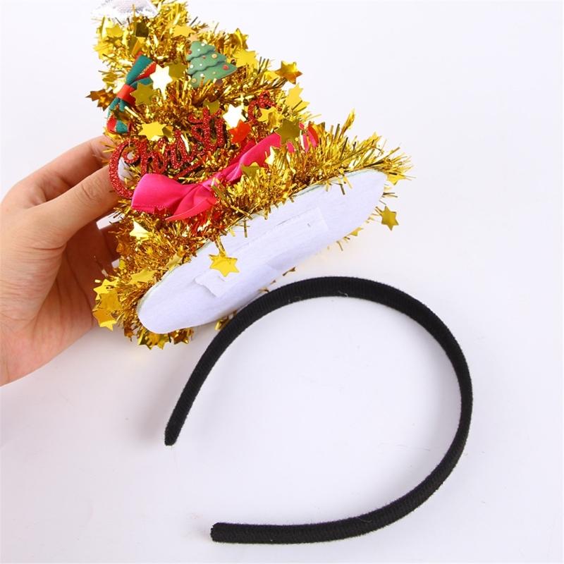 Christmas Photo Hair Accessory Tree Party Wear with Star Ribbon Letter Detail for Adults Kids Holiday Gatherings