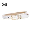 Women Belt Adjustable Multi Holes Design Thin Belt Faux Leather Pin Buckle Belt Solid Color Jeans Pants Belt Costume Accessories