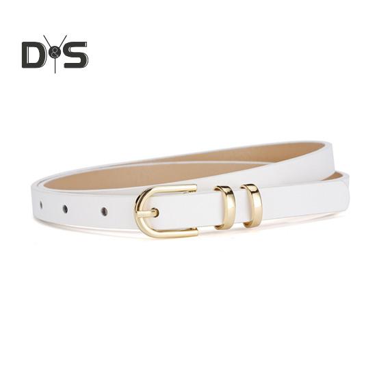 Women Belt Adjustable Multi Holes Design Thin Belt Faux Leather Pin Buckle Belt Solid Color Jeans Pants Belt Costume Accessories