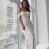 Autumn, Women's Seaside Vacation Women's Clothing, Skinny Fishtail, Sexy Backless Suspender Lace Flower Dress