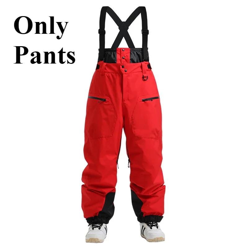 

Winter New Skiing Pants Thickening Warm Ski Overalls Men Loose Snow Clothes Outdoor Windproof Snowboard Trousers Waterproof Pant XS（old） червоний