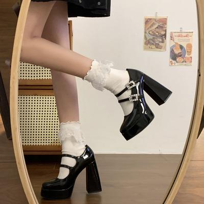 Y2k Chunky High Heels Platform Pumps  Spring Summer Black Lolita Mary Janes Shoes Super High Party Wedding Pumps Women Shoes