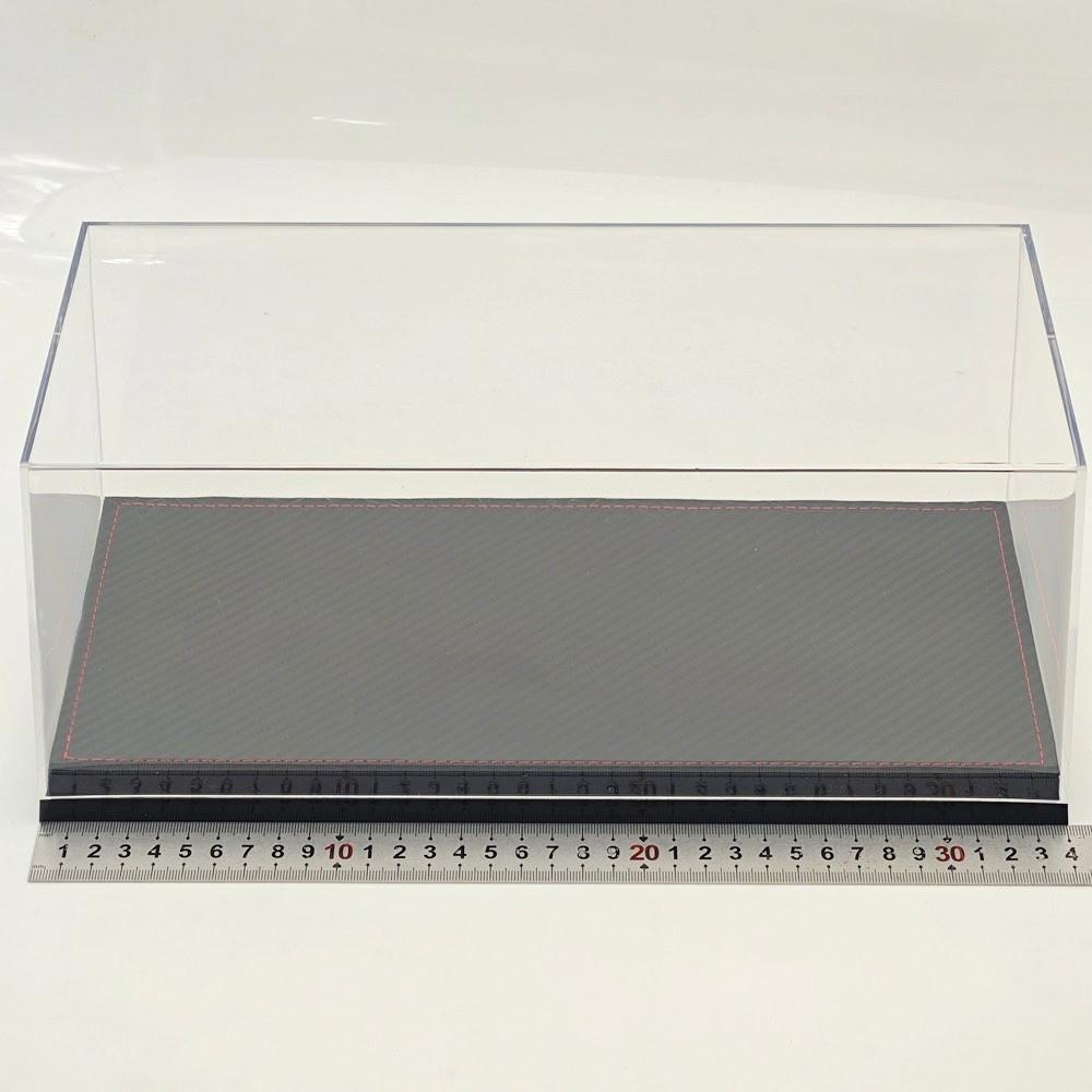 1:18er Acryl-Vitrine mit Leder-/Kohlefaser-Sockel Staubdicht Transparente Modellauto-Box Hohe - Qualität Acryl 34cm white