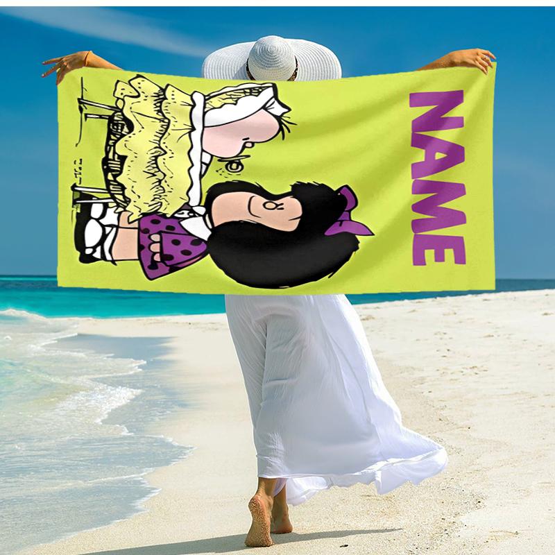 Personalized customized proof beach towel with Mafalda pattern - soft, absorbent,quick-drying,perfect swimming,camping&bathing