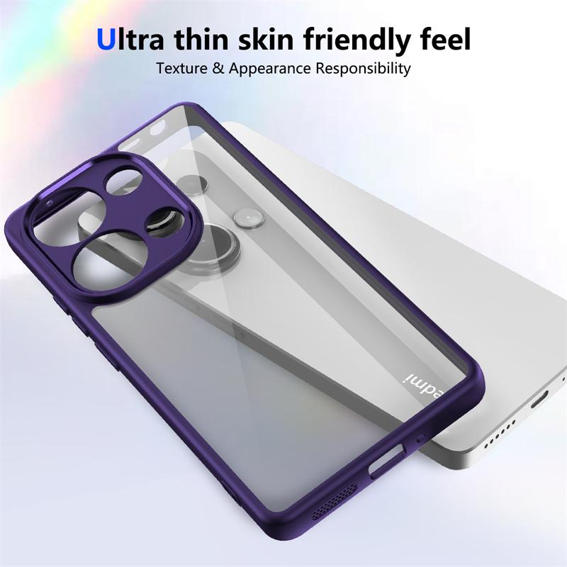 For Xiaomi Poco M6 Pro 4G Case Plating Silicone Bumper Shockproof Clear Back Cover Hard Matte Case for Xiaomi Poco M6 Pro 4G