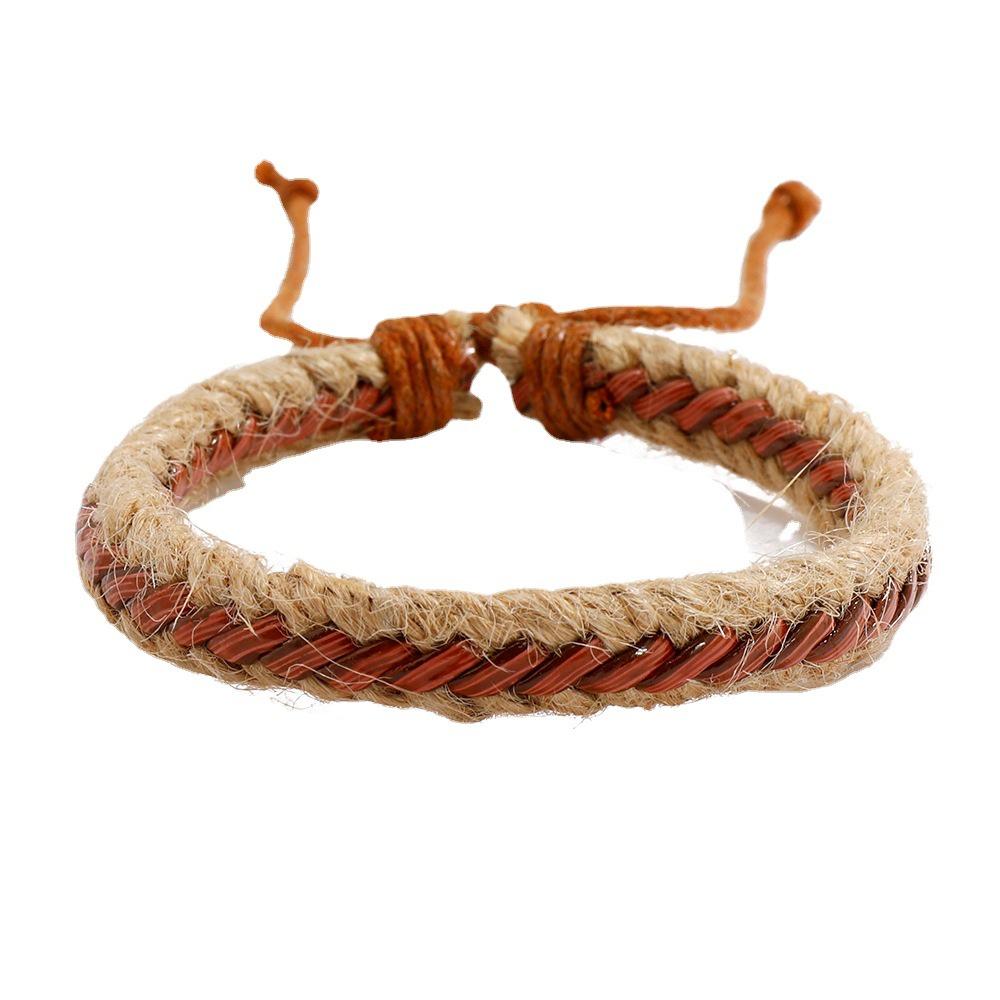 Colorful Woven Retro Leather Bracelet Trendy Bohemian Style Design Geometric