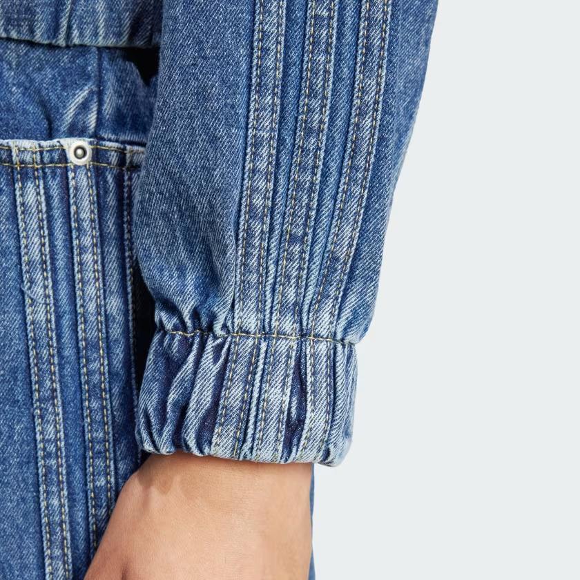 Adidas Originals Premium Essentials Track Top Soft Loose Denim Jacket Women Jacket Light-Blue IW5762