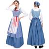 Halloween Costume Dress Women Cosplay Farmhouse Maid Vintage Ethnic Style Long Gown Role Play Outfit