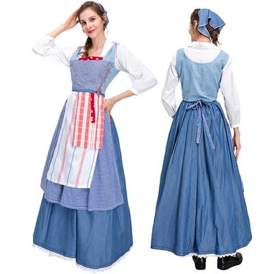 Halloween Cosplay Maid Dress Farmhouse Vintage Long Role Play Crossdresser Costume