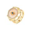 Gold Crystal Devil'S Eye Open Fidget Ring Adjustable Rotating Finger Band For Anxiety Relief Women'S Fashion Accessory