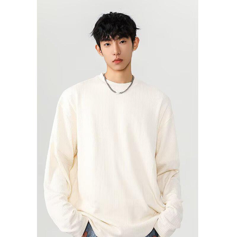 

Cross2025 Men s Retro Casual Round Neck Sweater - Autumn/Winter Solid Color Style M (100-110 Jin) білий
