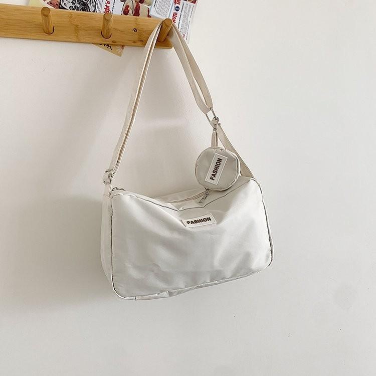 Trendy Street Style Simple Crossbody Bag In Durable Canvas Ideal For Daily Fashion белый