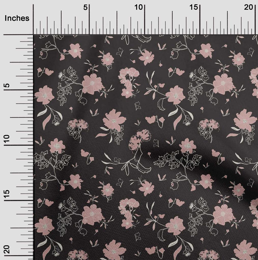 oneOone Cotton Flex Black Fabric Floral & Sewing Fabric By The Yard Printed Diy Clothing Sewing Supplies 40 Inch