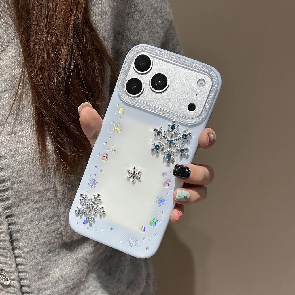 Silver Glitter Snowflake Stars iPhone 17 Pro Max Dual-Layer Case for Apple 16/15/14.
