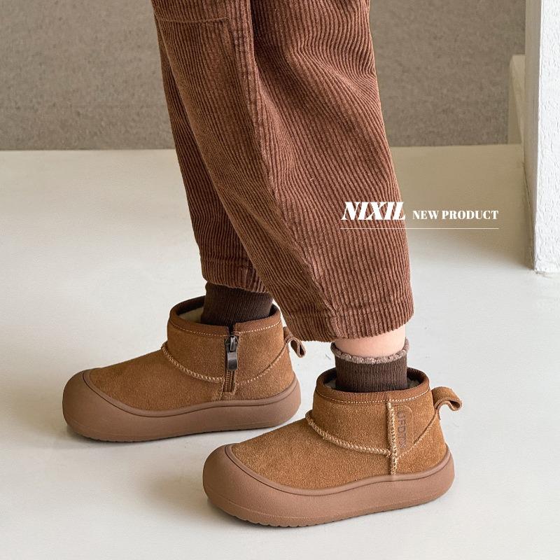 Classmate Winter Children's Snow Boots Low Bang Short Boots Frosted Leather Baby Boots Baotou Boys and Girls Cotton Boots