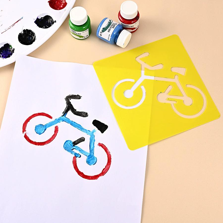 6-24pcs Simple Cartoon Pattern Drawing Template for Watercolor Pen Oil Painting Pigment Chalk Convenient Art Painting Tools