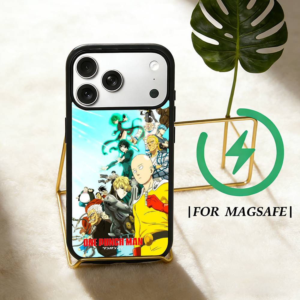 Anime O-One P-Punch Man Phone Case For iPhone 17,16,15,14,13,12,Plus,Pro,Max for Magsafe Magnetic Wireless Charging