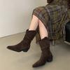 Coarse Heel French Retro Pointed Western Cowboy Short Boots Women's Boots New In Autumn and Winter 2025