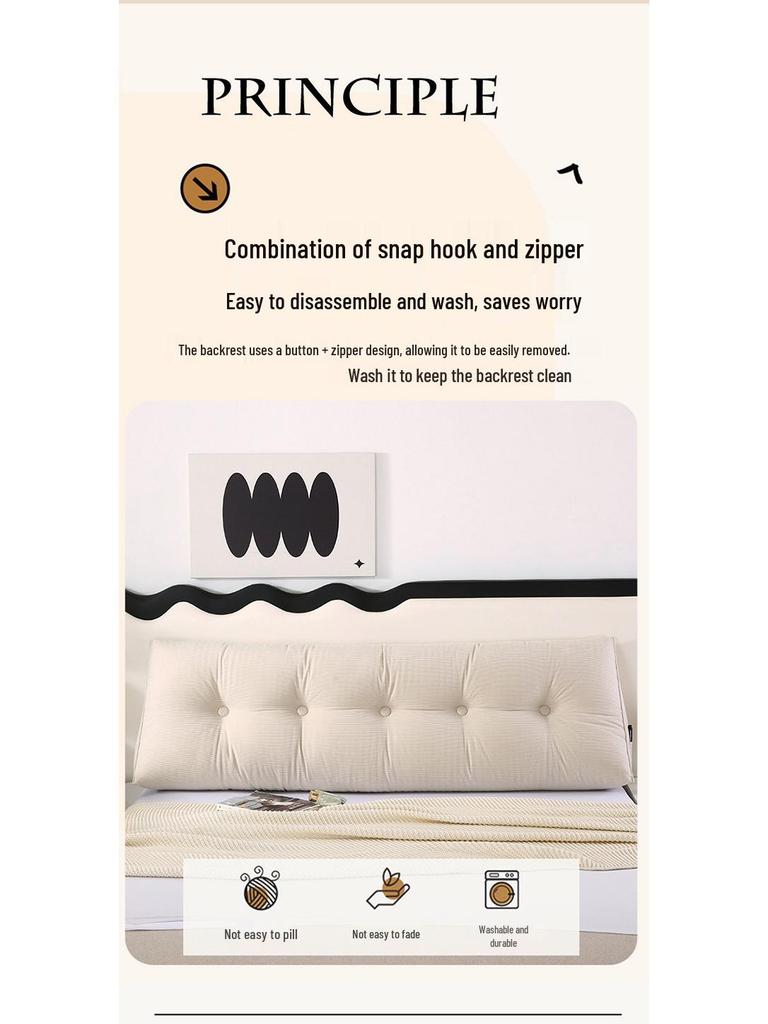 Corduroy Triangle Headboard Cushion - Soft Upholstery, Large Washable Lumbar & Backrest Pillow for Double Bed