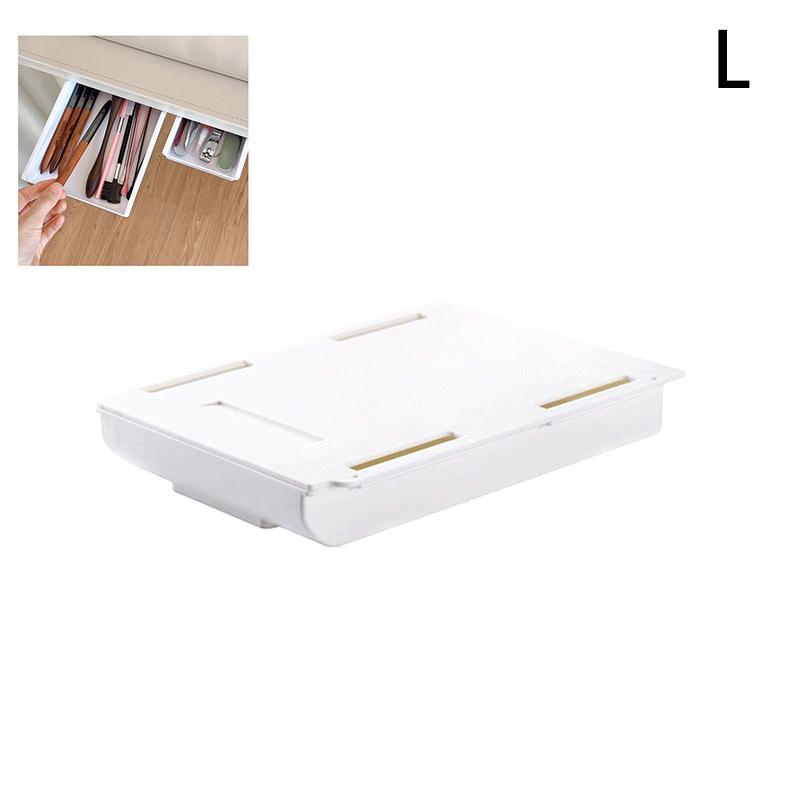 

Скрытый ящик для хранения, ящик для хранения на столе, самоклеящийся держатель для хранения на столе, простой органайзер для кистей для макияжа, косметики, канцелярских принадлежностей L белый