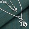925 Sterling Silver Double Snake Chain Heart-Shaped Key Necklace Wedding Jewelry
