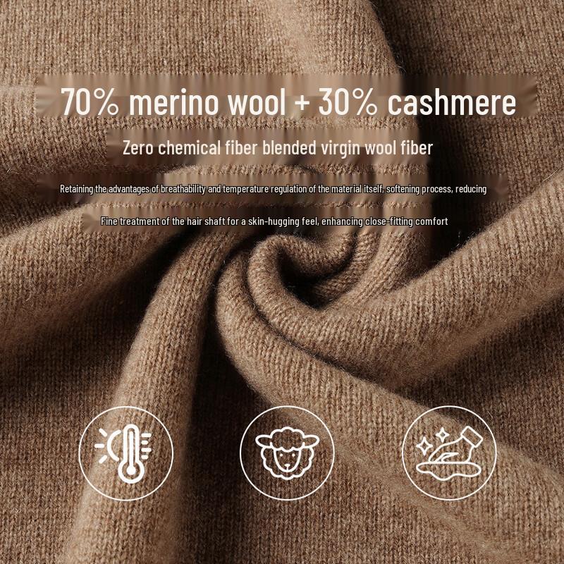 FIRS Women's 70% Merino Wool 30% Cashmere V-Neck Sweater