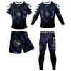 Mens Quick-Dry Athletic Set: Compression T-Shirt Shorts Breathable Sportswear Running Gym