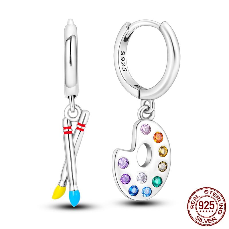 Náušnice pro ženy 925 Sterling Silver Kruhové náušnice Diamantové Srdce Lásky Zámek Broskvové Srdce Náušnice Krásný Dárek