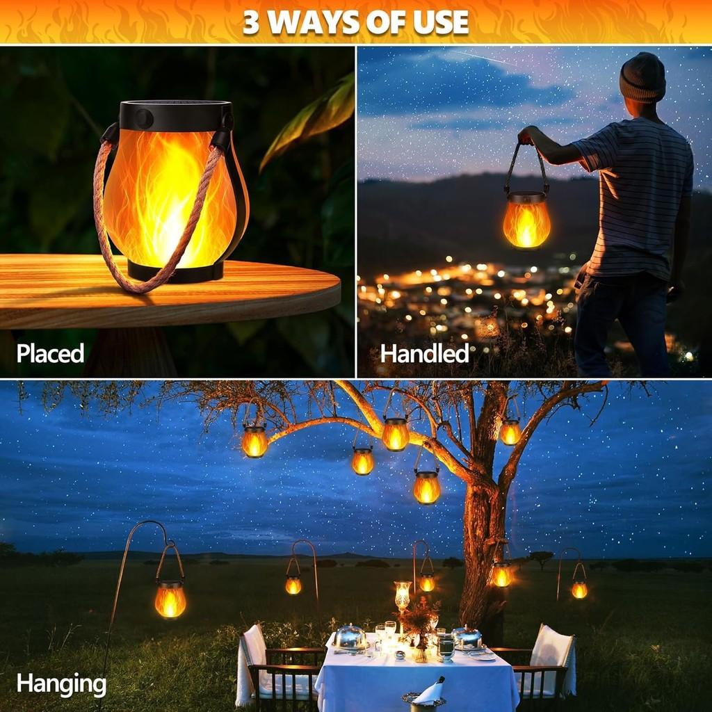 Solar Flame Lanterns Outdoor Decor Led Rope Light For Camping And Garden
