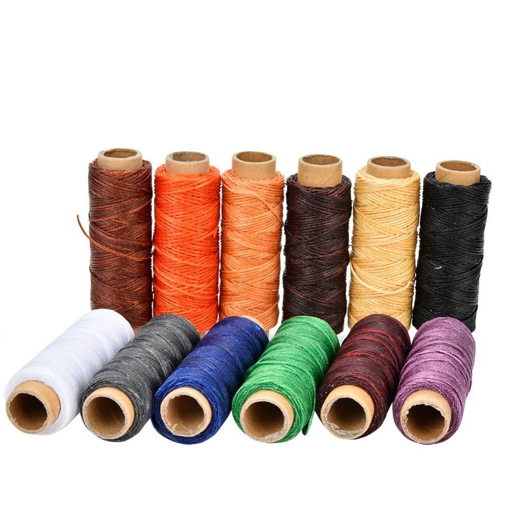12pcs 55 Yards Per Spool Waxed Thread 150D Hand Stitching Thread Braided Flat Thread  Shoe Repairing