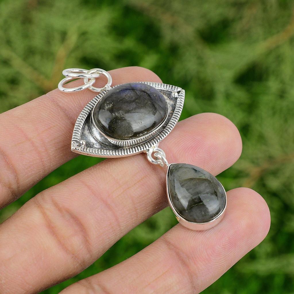 Wedding Gift For Her 925 Sterling Silver Natural Labradorite Gemstone Pendant