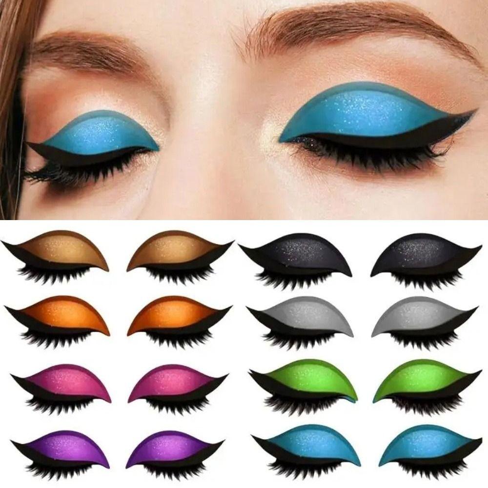 2 Pairs Reusable Lazy Eyeshadow Eyelash Patch Quick Makeup Waterproof Eyeliner Sticker  Girl