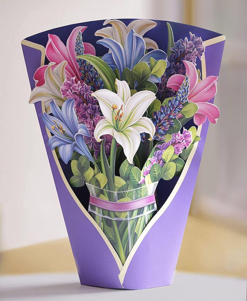 3D Pop-up Mother's Day Greeting Card with Hand-held Flowers