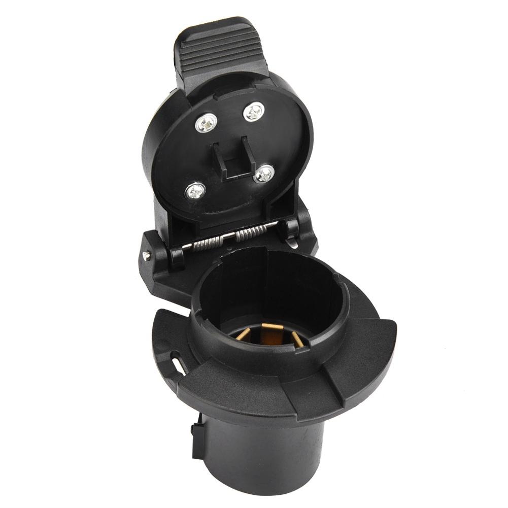 7 Pin Car Trailer Socket Plug Adapter Connector for Caravan Towbar Towing 12-24V US Plug