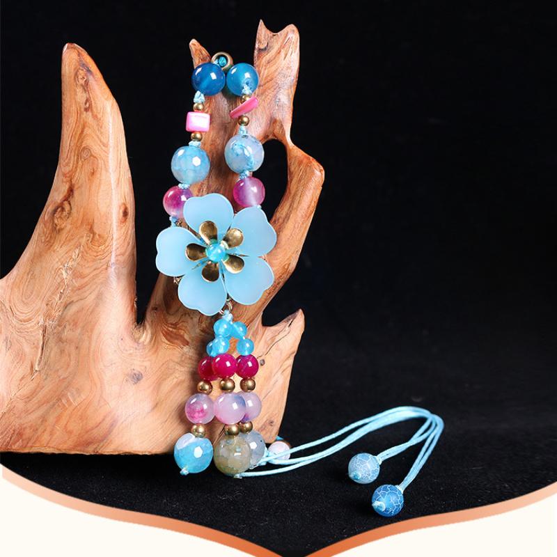 GemChic Women's New Exquisite Vintage Glaze Beads Flower Pendant Necklace Classical Ethnic Chain Fashion Birthday Christmas Jewelry Gift