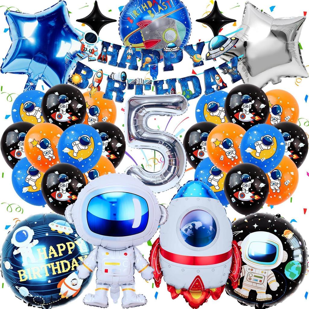 Astronaut Balloon Set, Astronaut Aluminum Film Balls, Birthday Party Decoration Balloons for Boys and Girls