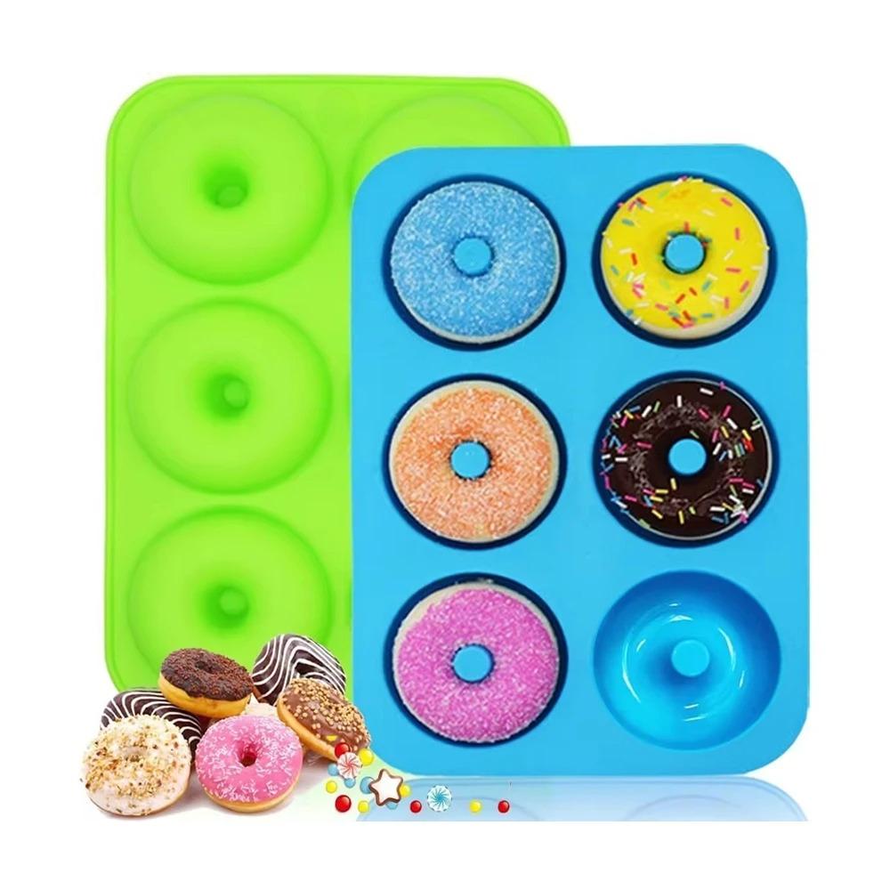 6 Löcher Silikon-Donutformen Antihaft-Silikon-Donut-Backform-Set, Leicht zu entformen Hitzebeständig und Spülmaschinenfest.