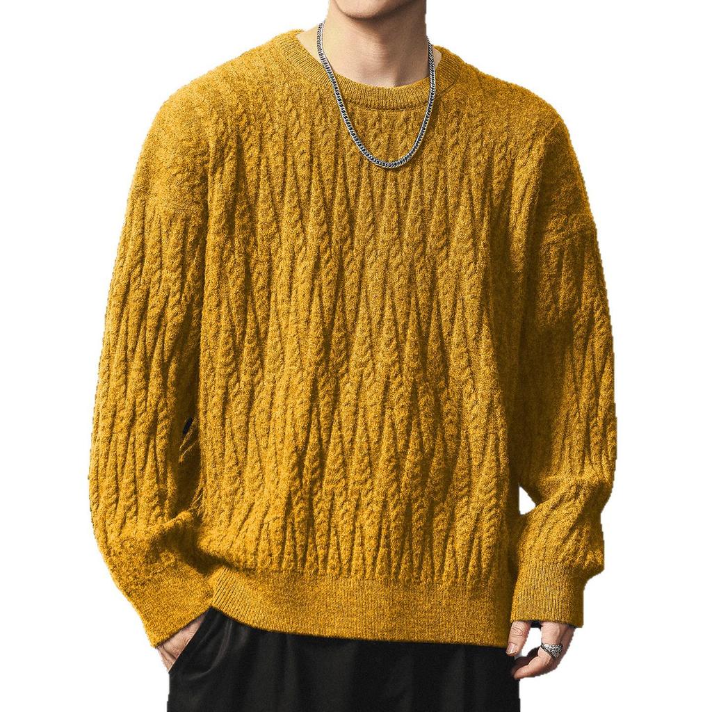 Men's Heavyweight Winter Cable Knit Pullover Sweater - Thick, Warm, Versatile Round Neck Knitwear