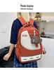 Large Capacity Color Block Student Backpack with Small Fish Pocket - Wear-Resistant Casual Design