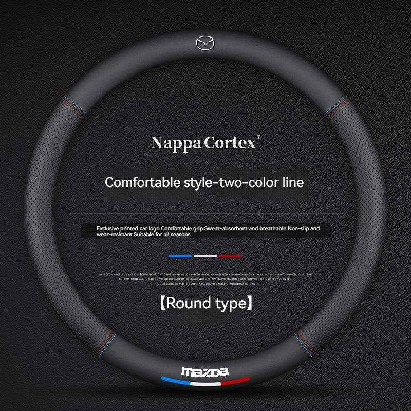 2025 Hot For Mazda 3 5 6 SKYACTIV Axela Atenza CX30 CX5 CX8 CX9 MX5 RX8 RX7 BT50 Carbon Fiber Leathe Car Steering Wheel Cover Ac