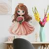 Cartoon Princess with Crown Wall Sticker Elegant Whimsical Self-Adhesive Decor for Kids Room Nursery Bedroom Home