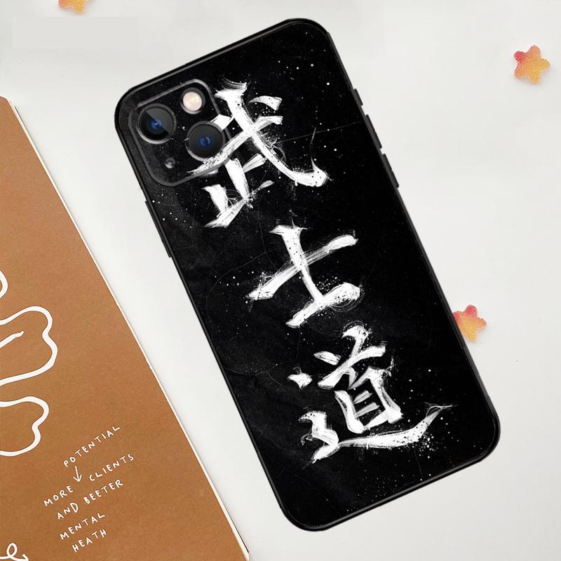 Japanese Bushido Samurai Case For iPhone 13 12 11 14 15 16 Pro Max Mini XR XS X Plus Silicone Bumper Cover Capa