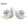 Small Desktop Sculpture Disco Snail Figurine, Retro 70s Ball Table Statue, 3D Unique Gift for Her Glitter Mirror Ornament Home Office Shelf